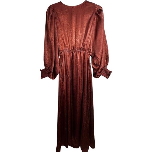 Umgee Dresses & Skirts - Umgee Long Maxi Satin Dress Womens S Burgundy Whimsigoth Ethereal Fairy Grunge